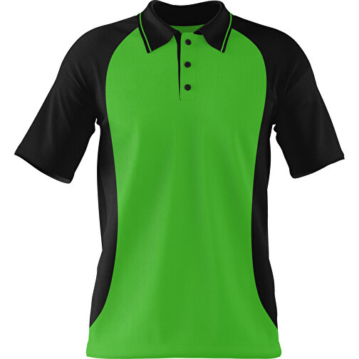 Poloshirt Individuell Gestaltbar , grasgrün / schwarz, 200gsm Poly/Cotton Pique, 2XL, 79,00cm x 63,00cm (Höhe x Breite), Bild 1