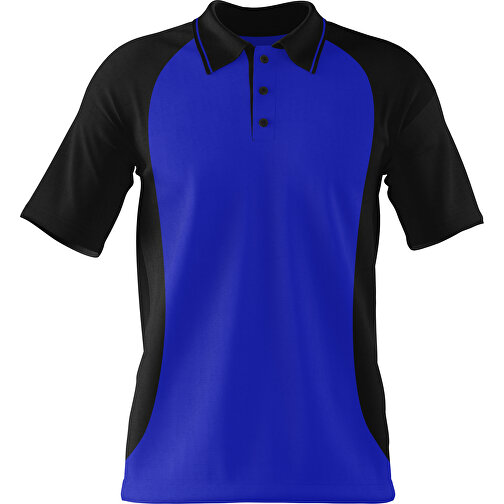 Poloshirt Individuell Gestaltbar , blau / schwarz, 200gsm Poly/Cotton Pique, 2XL, 79,00cm x 63,00cm (Höhe x Breite), Bild 1