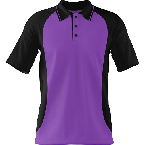 Poloshirt Individuell Gestaltbar , lavendellila / schwarz, 200gsm Poly/Cotton Pique, 2XL, 79,00cm x 63,00cm (Höhe x Breite), Bild 1
