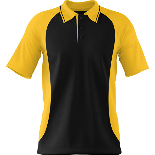 Poloshirt Individuell Gestaltbar , schwarz / sonnengelb, 200gsm Poly/Cotton Pique, XS, 60,00cm x 40,00cm (Höhe x Breite), Bild 1