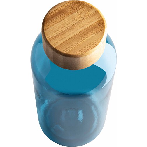 GRS RPET Flasche Mit Bambus-Deckel, Blau , blau, PET - recycelt, 7,40cm x 20,60cm (Länge x Höhe), Bild 3