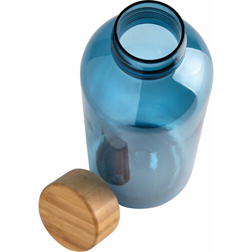 GRS RPET Flasche Mit Bambus-Deckel, Blau , blau, PET - recycelt, 7,40cm x 20,60cm (Länge x Höhe), Bild 4