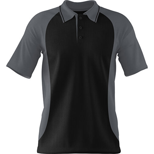 Poloshirt Individuell Gestaltbar , schwarz / dunkelgrau, 200gsm Poly/Cotton Pique, XL, 76,00cm x 59,00cm (Höhe x Breite), Bild 1