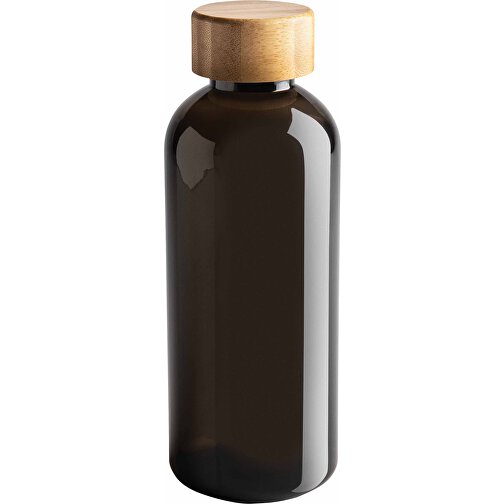 GRS RPET Flasche Mit Bambus-Deckel, Schwarz , schwarz, PET - recycelt, 7,40cm x 20,60cm (Länge x Höhe), Bild 5