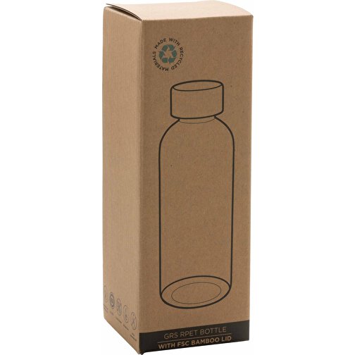 GRS RPET Flasche Mit Bambus-Deckel, Schwarz , schwarz, PET - recycelt, 7,40cm x 20,60cm (Länge x Höhe), Bild 7