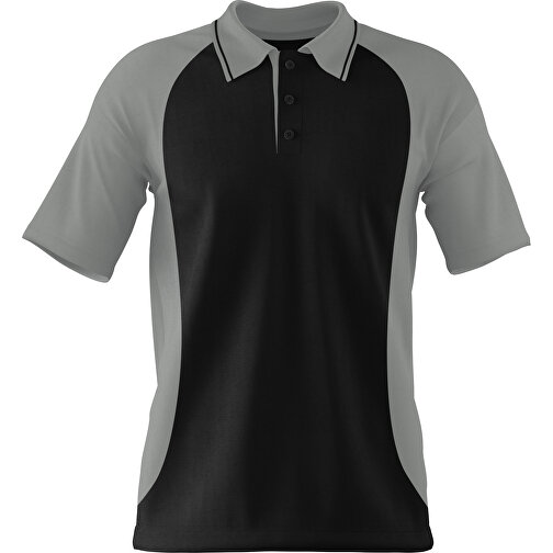Poloshirt Individuell Gestaltbar , schwarz / grau, 200gsm Poly/Cotton Pique, XL, 76,00cm x 59,00cm (Höhe x Breite), Bild 1
