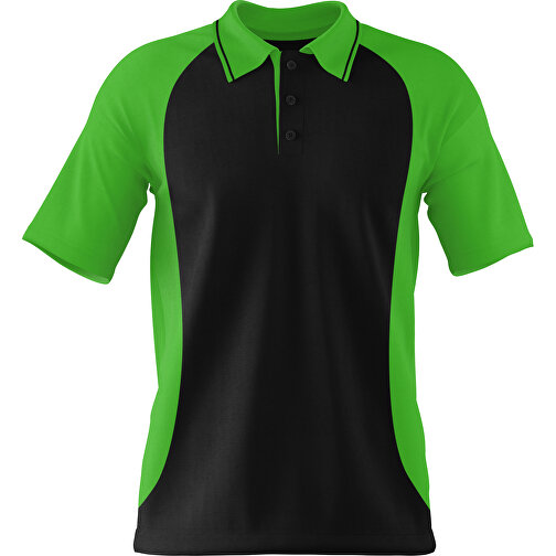 Poloshirt Individuell Gestaltbar , schwarz / grasgrün, 200gsm Poly/Cotton Pique, XL, 76,00cm x 59,00cm (Höhe x Breite), Bild 1