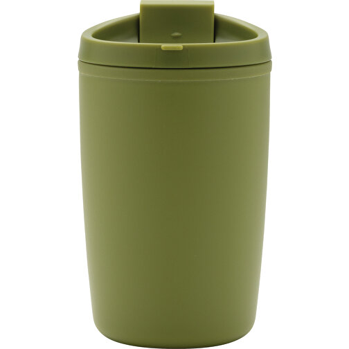 GRS Recycelter PP-Becher Mit Flip-Deckel, Grün , grün, Polypropylen - recycelt, 8,50cm x 13,90cm (Länge x Höhe), Bild 2