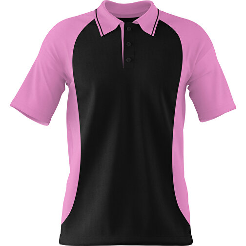 Poloshirt Individuell Gestaltbar , schwarz / rosa, 200gsm Poly/Cotton Pique, XL, 76,00cm x 59,00cm (Höhe x Breite), Bild 1