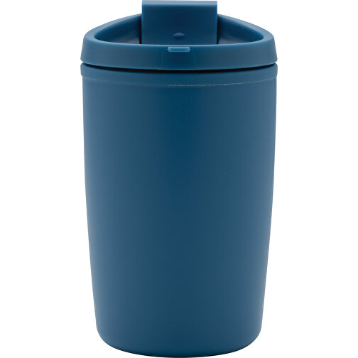 GRS Recycelter PP-Becher Mit Flip-Deckel, Blau , blau, Polypropylen - recycelt, 8,50cm x 13,90cm (Länge x Höhe), Bild 2