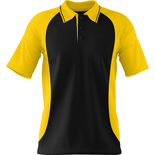 Poloshirt Individuell Gestaltbar , schwarz / goldgelb, 200gsm Poly/Cotton Pique, XL, 76,00cm x 59,00cm (Höhe x Breite), Bild 1