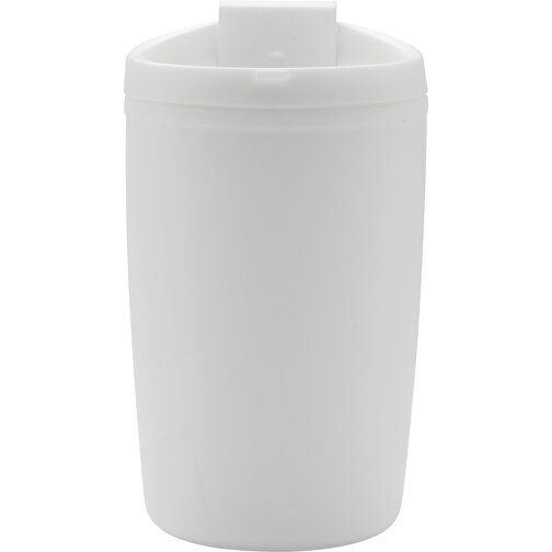 GRS Recycelter PP-Becher Mit Flip-Deckel, Weiß , weiß, Polypropylen - recycelt, 8,50cm x 13,90cm (Länge x Höhe), Bild 2
