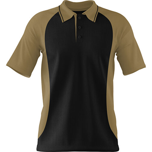 Poloshirt Individuell Gestaltbar , schwarz / gold, 200gsm Poly/Cotton Pique, S, 65,00cm x 45,00cm (Höhe x Breite), Bild 1