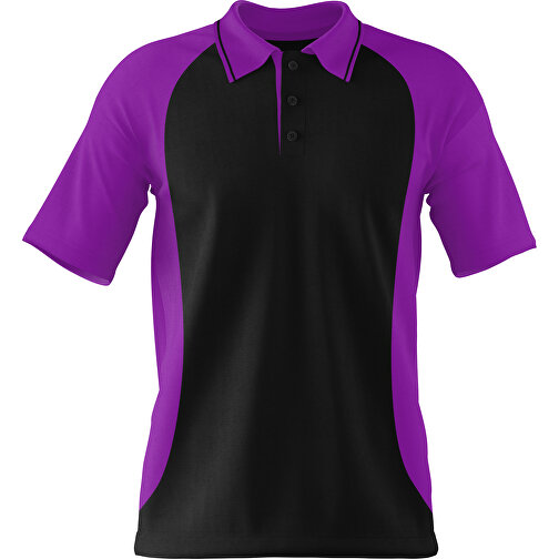Poloshirt Individuell Gestaltbar , schwarz / dunkelmagenta, 200gsm Poly/Cotton Pique, S, 65,00cm x 45,00cm (Höhe x Breite), Bild 1