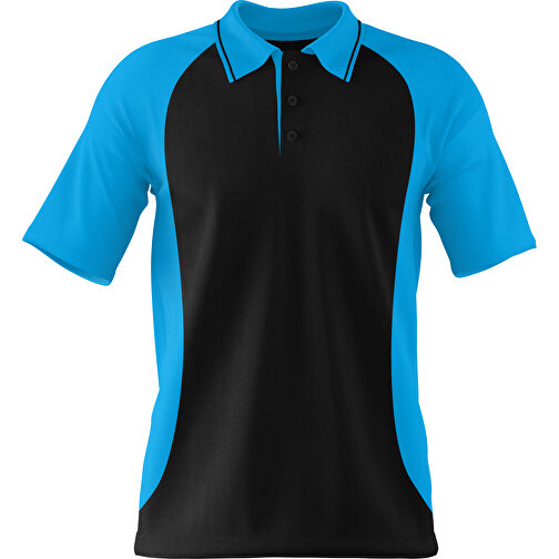 Poloshirt Individuell Gestaltbar , schwarz / himmelblau, 200gsm Poly/Cotton Pique, M, 70,00cm x 49,00cm (Höhe x Breite), Bild 1