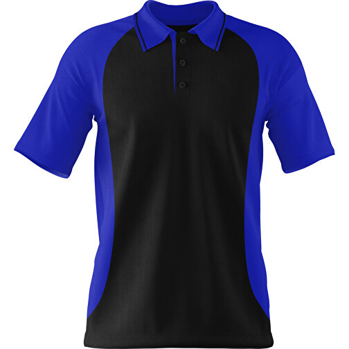Poloshirt Individuell Gestaltbar , schwarz / blau, 200gsm Poly/Cotton Pique, M, 70,00cm x 49,00cm (Höhe x Breite), Bild 1