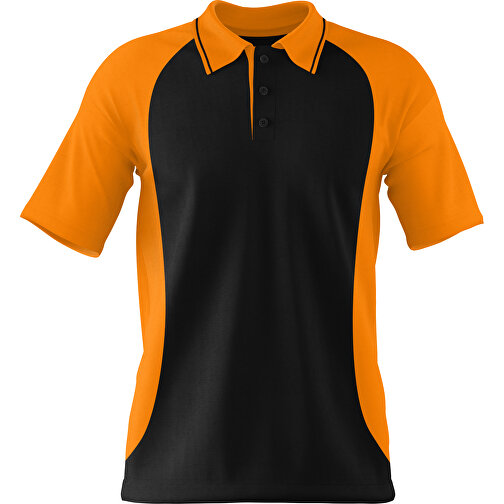 Poloshirt Individuell Gestaltbar , schwarz / gelborange, 200gsm Poly/Cotton Pique, L, 73,50cm x 54,00cm (Höhe x Breite), Bild 1