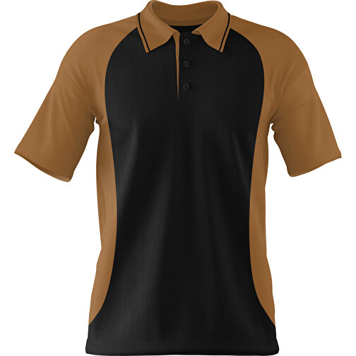 Poloshirt Individuell Gestaltbar , schwarz / erdbraun, 200gsm Poly/Cotton Pique, 3XL, 81,00cm x 66,00cm (Höhe x Breite), Bild 1