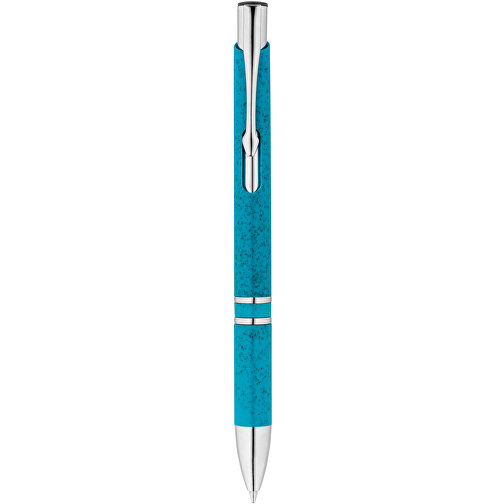 BETA WHEAT. Kugelschreiber Aus Strohfaser Und ABS Mit Clip , hellblau, Weizenstroh. ABS. Metall, 1,00cm (Höhe), Bild 4