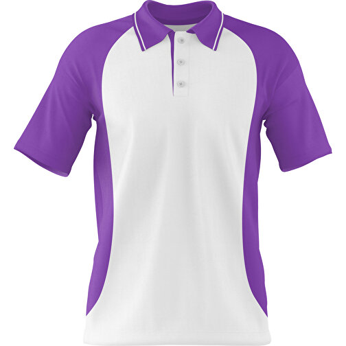 Poloshirt Individuell Gestaltbar , weiss / lavendellila, 200gsm Poly/Cotton Pique, XS, 60,00cm x 40,00cm (Höhe x Breite), Bild 1