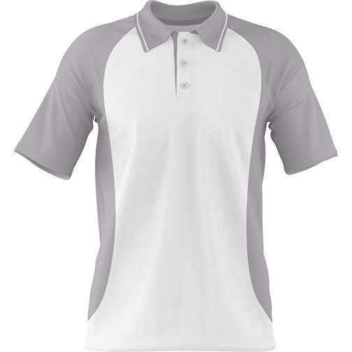 Poloshirt Individuell Gestaltbar , weiß / hellgrau, 200gsm Poly/Cotton Pique, XL, 76,00cm x 59,00cm (Höhe x Breite), Bild 1