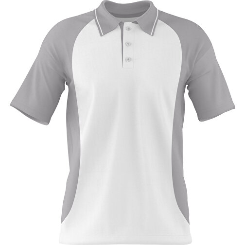 Poloshirt Individuell Gestaltbar , weiss / hellgrau, 200gsm Poly/Cotton Pique, XL, 76,00cm x 59,00cm (Höhe x Breite), Bild 1