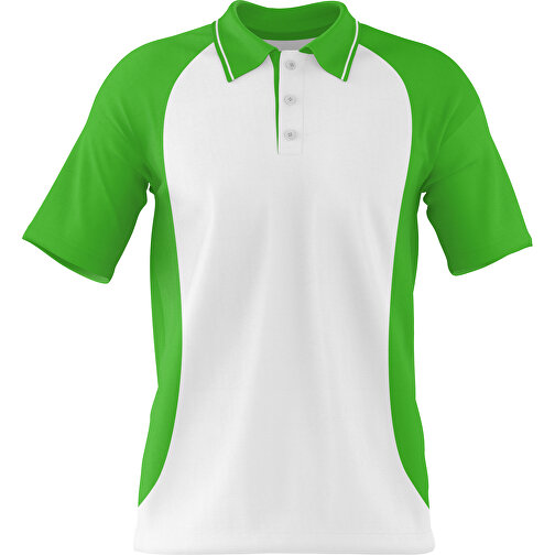 Poloshirt Individuell Gestaltbar , weiß / grasgrün, 200gsm Poly/Cotton Pique, XL, 76,00cm x 59,00cm (Höhe x Breite), Bild 1