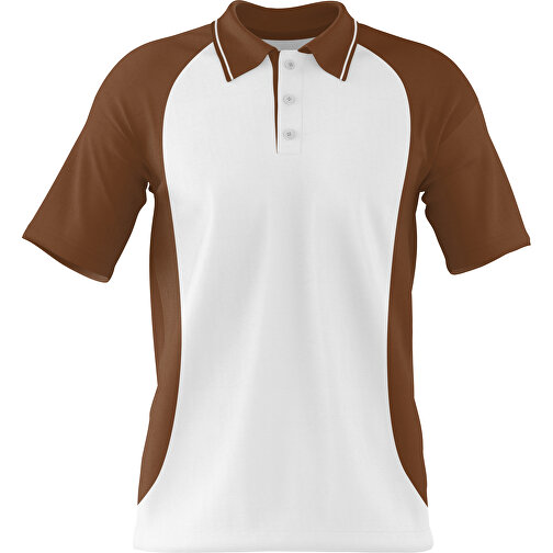 Poloshirt Individuell Gestaltbar , weiss / dunkelbraun, 200gsm Poly/Cotton Pique, S, 65,00cm x 45,00cm (Höhe x Breite), Bild 1