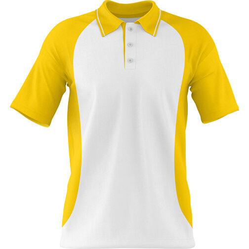 Poloshirt Individuell Gestaltbar , weiss / goldgelb, 200gsm Poly/Cotton Pique, S, 65,00cm x 45,00cm (Höhe x Breite), Bild 1