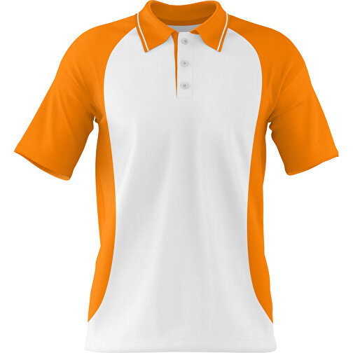 Poloshirt Individuell Gestaltbar , weiß / gelborange, 200gsm Poly/Cotton Pique, M, 70,00cm x 49,00cm (Höhe x Breite), Bild 1