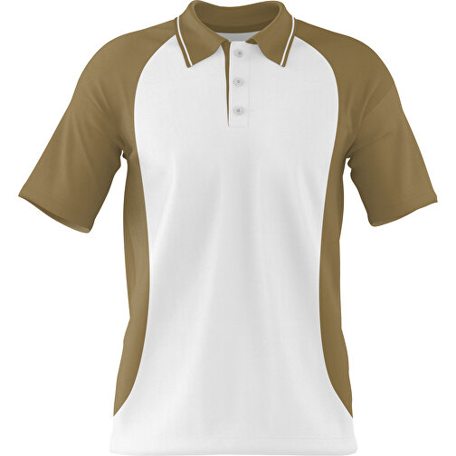 Poloshirt Individuell Gestaltbar , weiss / gold, 200gsm Poly/Cotton Pique, 2XL, 79,00cm x 63,00cm (Höhe x Breite), Bild 1