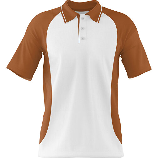 Poloshirt Individuell Gestaltbar , weiss / braun, 200gsm Poly/Cotton Pique, 2XL, 79,00cm x 63,00cm (Höhe x Breite), Bild 1