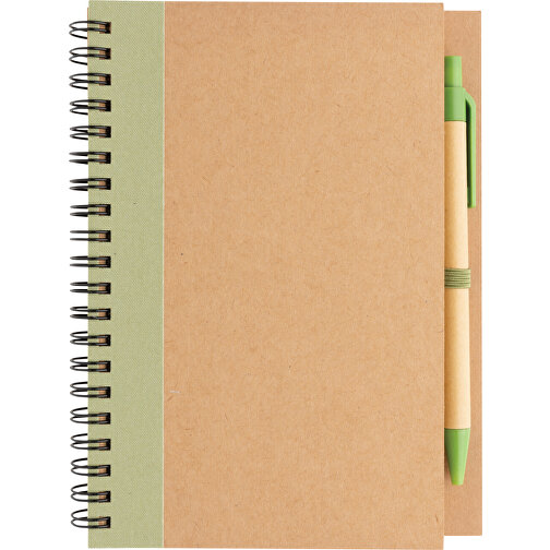 Kraft Spiral-Notizbuch Mit Stift, Grün , grün, Papier, 17,70cm x 2,00cm (Länge x Höhe), Bild 5