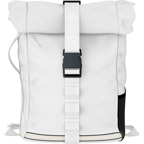 Rolltop Rucksack Comfort , weiß, Sublimation-fabric 200g - Polyester (PU), 29,50cm x 13,00cm x 33,00cm (Länge x Höhe x Breite), Bild 1