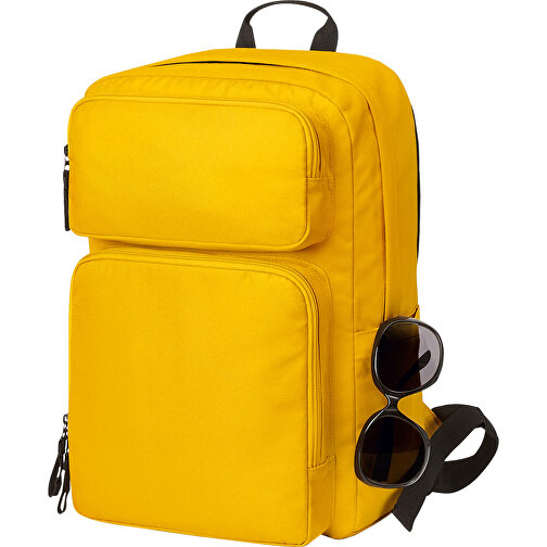 Notebook-Rucksack FELLOW , Halfar, gelb, rPET 600d, 12,00cm x 42,00cm x 28,00cm (Länge x Höhe x Breite), Bild 4