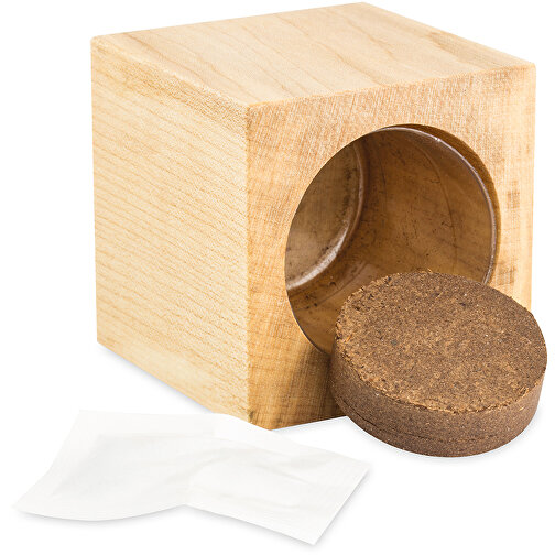 Pot cube bois mini en boite star-box avec graines - Basilic, Image 3