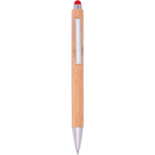 Kugelschreiber TOUCHY , rot, Bambus / Metall, 14,00cm (Länge), Bild 1