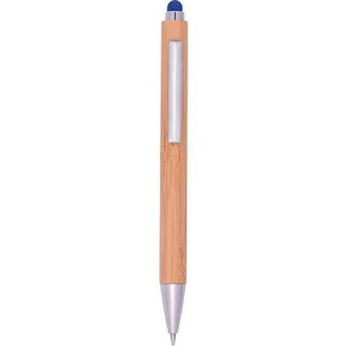 Kugelschreiber TOUCHY , blau, Bambus / Metall, 14,00cm (Länge), Bild 1