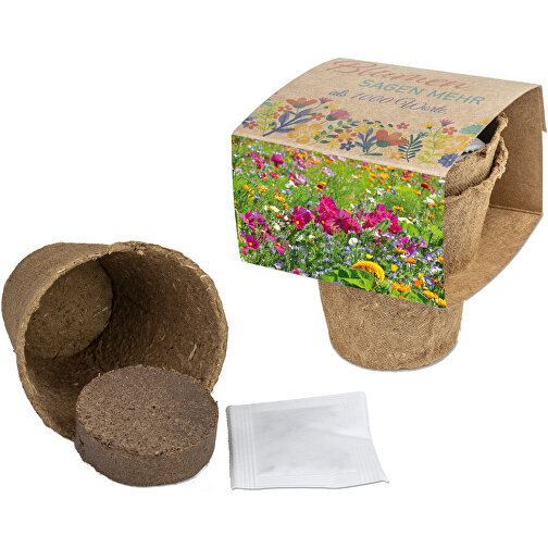 Anzucht-Set Mit Samen - Sommerblumenmischung , individuell, Saatgut, Papier, 6,20cm x 7,50cm x 6,50cm (Länge x Höhe x Breite), Bild 1