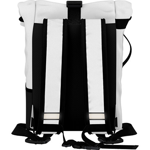 Rolltop Rucksack Comfort , weiß / schwarz, Sublimation-fabric 200g - Polyester (PU), 29,50cm x 13,00cm x 33,00cm (Länge x Höhe x Breite), Bild 2