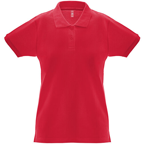 THC MONACO WOMEN. Damen Poloshirt , rot, Baumwolle, L, 66,00cm x 49,00cm (Länge x Breite), Bild 1