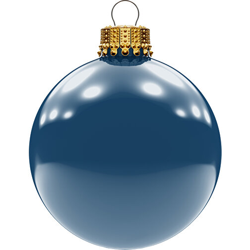 Bola de árbol de Navidad mediana 66 mm, corona dorada, brillante, Imagen 1