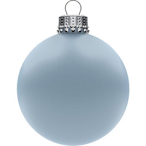 Christbaumkugel Mittel 66 Mm, Krone Silber, Matt , iceblue, Glas, , Bild 1