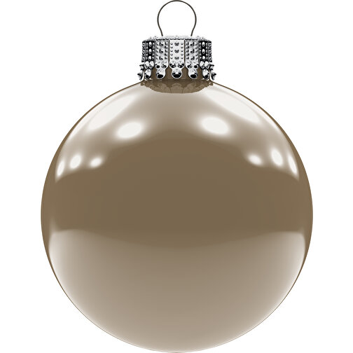 Bola de árbol de Navidad pequeña 57 mm, corona plateada, brillante, Imagen 1