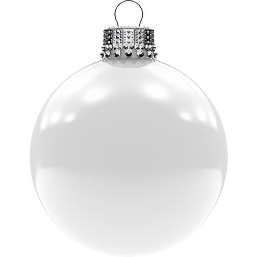 Bola de árbol de Navidad pequeña 57 mm, corona plateada, brillante, Imagen 1