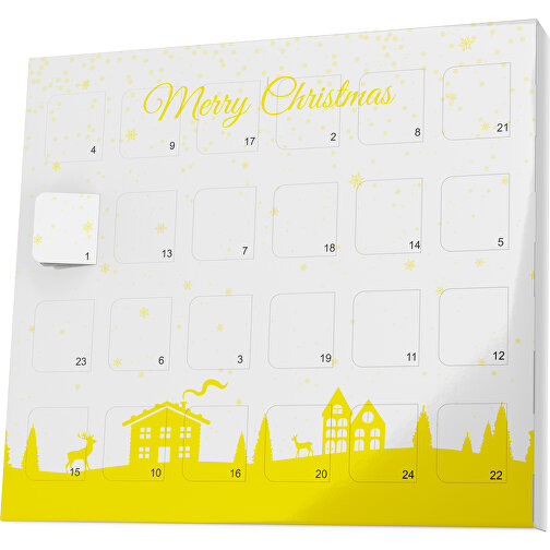 XS Adventskalender Weihnachtsdorf , Brandt, weiß / gelb, Vollkartonhülle, weiß, 1,60cm x 12,00cm x 14,00cm (Länge x Höhe x Breite), Bild 1