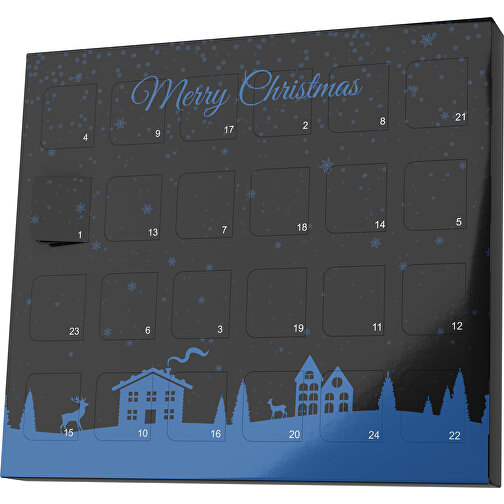 XS Adventskalender Weihnachtsdorf , Brandt, schwarz / dunkelblau, Vollkartonhülle, weiss, 1,60cm x 12,00cm x 14,00cm (Länge x Höhe x Breite), Bild 1