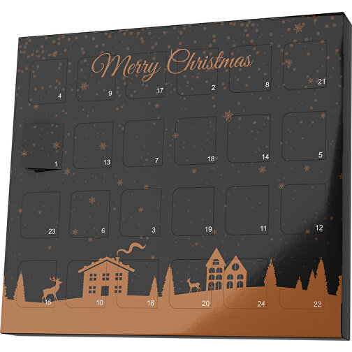 XS Adventskalender Weihnachtsdorf , Brandt, schwarz / braun, Vollkartonhülle, weiss, 1,60cm x 12,00cm x 14,00cm (Länge x Höhe x Breite), Bild 1