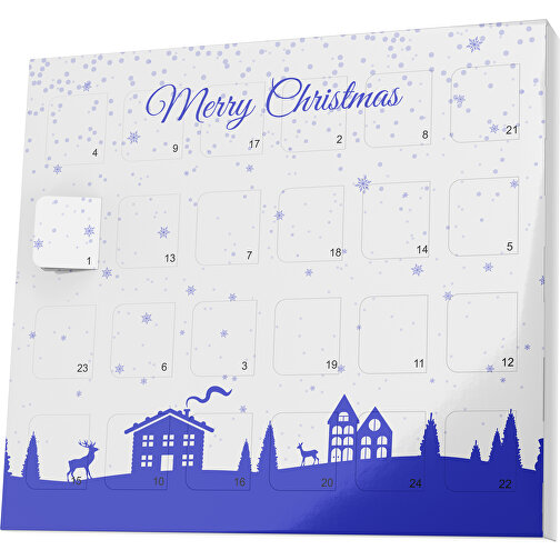 XS Adventskalender Weihnachtsdorf , Brandt, weiß / blau, Vollkartonhülle, weiß, 1,60cm x 12,00cm x 14,00cm (Länge x Höhe x Breite), Bild 1