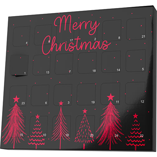 XS Adventskalender Merry Christmas Tanne , M&M\'s, schwarz / ampelrot, Vollkartonhülle, weiß, 1,60cm x 12,00cm x 14,00cm (Länge x Höhe x Breite), Bild 1